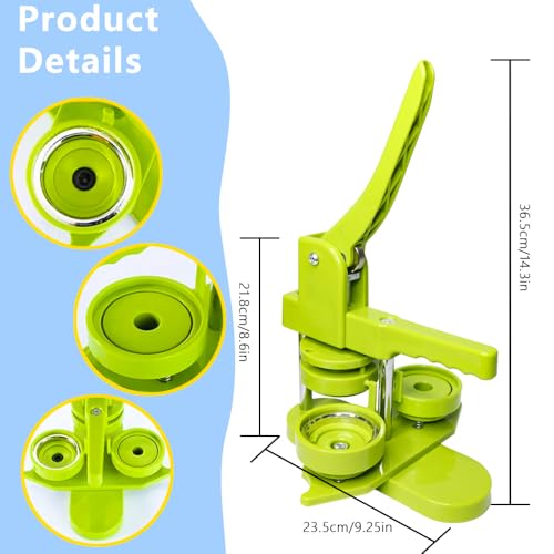 Button Maker Machine, Pin Maker Machine Kit (3rd Gen) Installation-Free DIY, Badge Maker Button Press Machine with Free Button Parts&Circle Cutter&Wrench Gadget (Green, 58mm（2.25in）) - color: Green