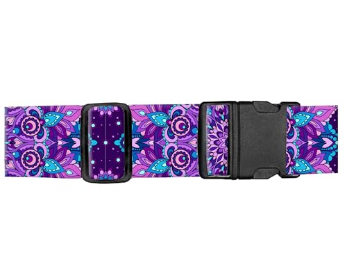 Luggage Straps for Suitcases, Adjustable Travel Belt, Durable Wide Luggage Strap, Cute Suitcase Strap Identifiers with Buckle, Bag Straps for Luggage, Luxury Purple Mandala - color: Luxury Purple Mandala