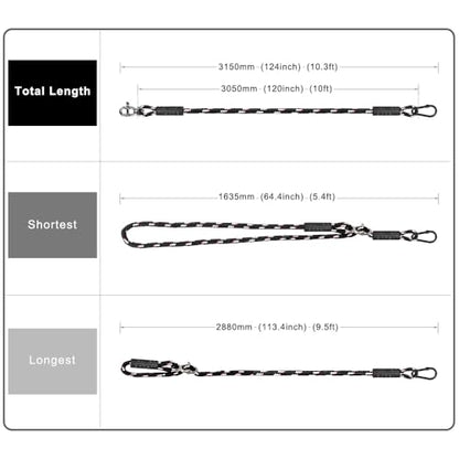SELEWARE 10ft Tree Swing Rope, Adjustable Hammock Straps Hanging Kit - color: Black-1 Pack, size: 10ft
