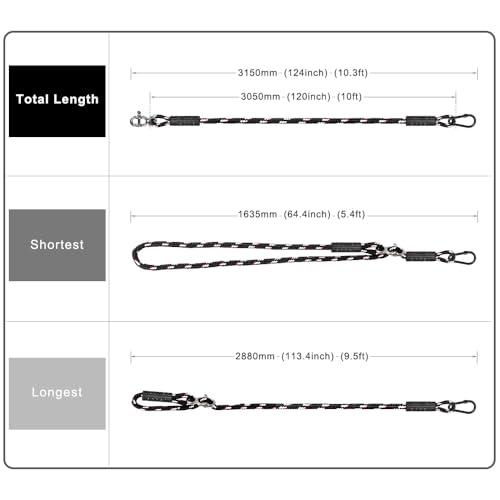 SELEWARE 10ft Tree Swing Rope, Adjustable Hammock Straps Hanging Kit - color: Black-1 Pack, size: 10ft