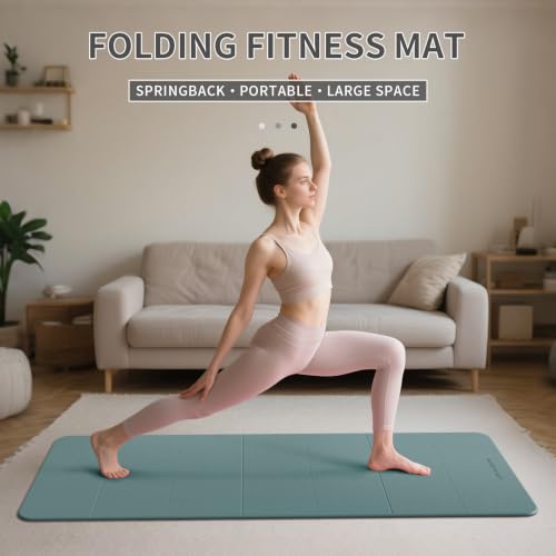 7-Fold Yoga Mat 70"x24" - 1/2 Inch Thick - color: Dark green+Dark Gray