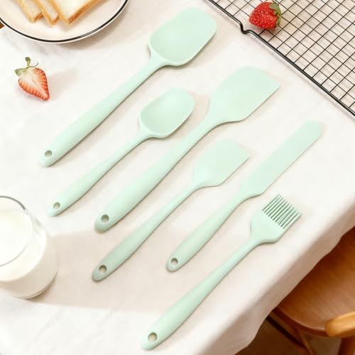 6 Pieces Silicone Spatula Set, Food Grade Silicone Scraper Spatulas Heat Resistant Kitchen Utensils Brush BPA-free Spatula for Scraping, Cooking, Mixing, Baking