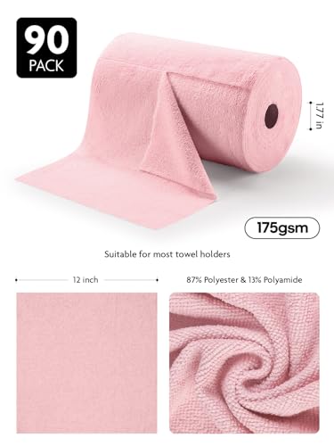 Fantasticlean Microfiber Cleaning Cloth Roll- 90 Sheets, 12" x 12" (Pink) - color: Pink, size: 90 pack
