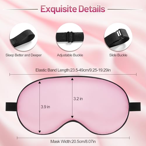 Silk Sleep Mask, Blackout Eye Mask for Sleeping with Adjustable Strap - color: Rose Pink