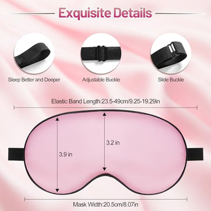 Silk Sleep Mask, Blackout Eye Mask for Sleeping with Adjustable Strap - color: Rose Pink
