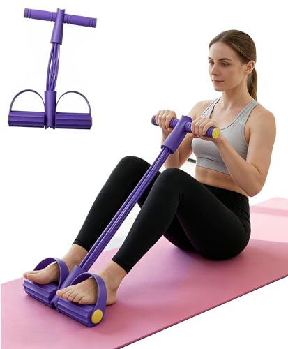 Pedal Resistance Bands with Handles for Home Work Out - color: Purple