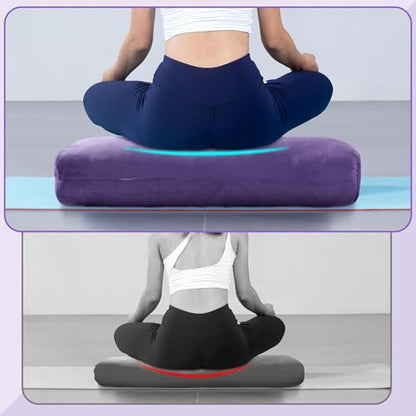 MABOZOO Yoga Bolster Pillow, Rectangular Bolster for Restorative Yoga & Meditation, Professional Meditation Cushion with Carry Handle, 27"X10"X6" - color: purple
