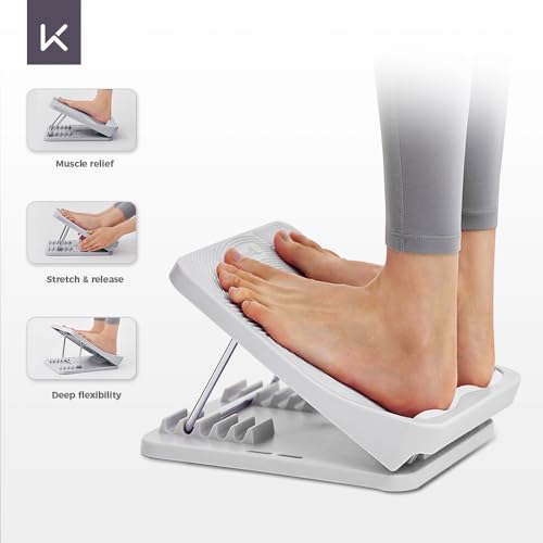 Keep Compact Slant Board for Calf Stretching, 5-Level Adjustable ABS Incline Board, Portable Foot Stretcher for Ankle Mobility, Yoga & Home Fitness, Women Teens Beginners - color: Grey