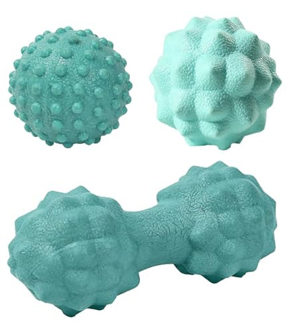 3 in 1 Foot Massage Ball Set, Standard Textured Peanut Massage Balls Kit, Deep Tissue Muscle Relaxation Therapy Tools Perfect for Home Office Gym Travel Use Green Set - color: Green Set