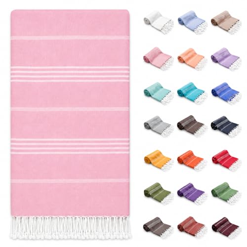 PARK&OZ Turkish Beach Towel – Oversized 100 Percent Cotton Quick Dry Absorbent Sand Free Blanket 72x40 XL Lightweight Pool Towel for Adults Women Men Sand Resistant Perfect for Travel (Baby Pink) - color: Baby Pink