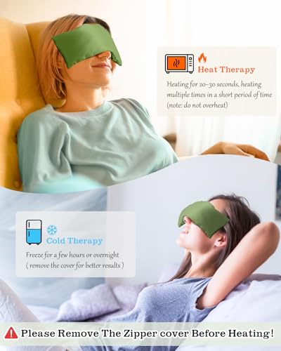 Hihealer Lavender Eye Pillow for Sleeping, Weighted Eye Mask for Spa, Yoga - color: Green 4 Pack