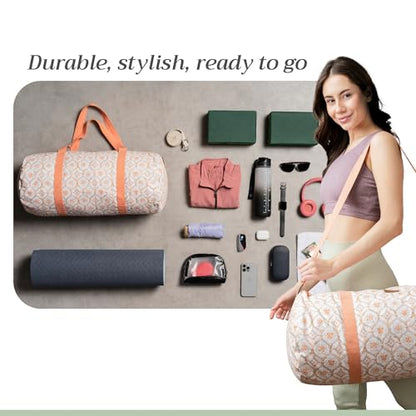 Maison d' Hermine Yoga Mat Duffle Bag Gym Tote Yoga Mat Carry Bag | Cylindrical bag for Woman Men Gifts Adjustable shoulder straps with Drawstring Water Bottle Pocket and zipper pocket - color: Fair Isle, style: Yoga Mat Gym Bag