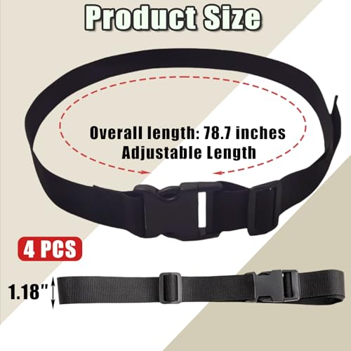 4 Pack Heavy Duty Adjustable Nylon Tie Down Straps with Quick-Release Buckles Yoga Mat Straps for Camping Gear Moving Luggage Mattress & Outdoor Equipment Multi-Purpose Securing Strap (Black-4Pcs) - color: Black-4Pcs