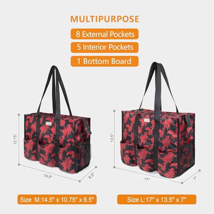 TOPDesign Utility Water Resistant Tote Bag with 13 Pockets, Zipper Closure - color: Baroque, size: Large