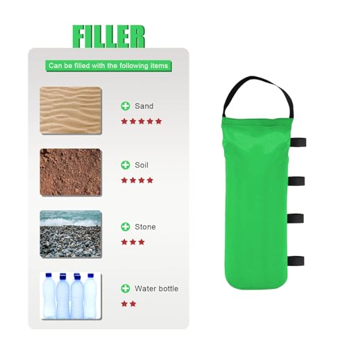 140LBS Canopy Weights Sand Bags, 4-Pack Side Strap Sandbags for Canopy Outdoor Advertising Tent Sunshade Fixed Windproof Pop up Canopy Tent (Green) - color: Green
