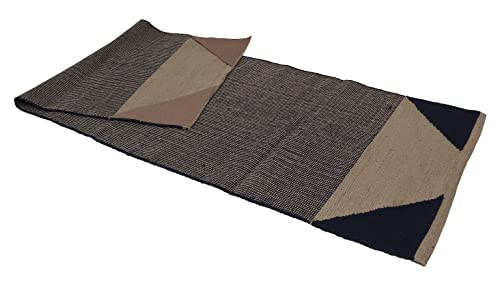 KD Willmax Yoga Mat Towel Non Slip Cotton Rug Blanket Cover with Pockets - color: GREY-NAVY