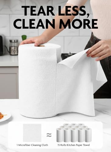 Fantasticlean Microfiber Cleaning Cloth Roll- 90 Sheets, 12" x 12" (White) - color: White, size: 90 pack