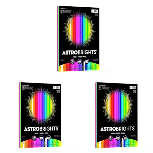 Neenah Paper Astrobrights Color Paper, 24 lb/89 gsm, Spectrum 25-Color Assortment, 150 Sheets (80933-01), 8-1/2" x 11" (Pack of 3) - size: 8-1/2" x 11" (Pack of 3)