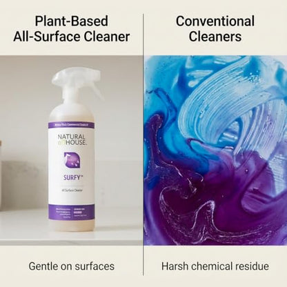 Natural House Surfy - Plant-Based Enzyme All-Purpose Cleaner Spray - Multi-Surface Formula - Septic-Safe, Plumbing-Friendly - Lavender Sage Scent - 32 oz