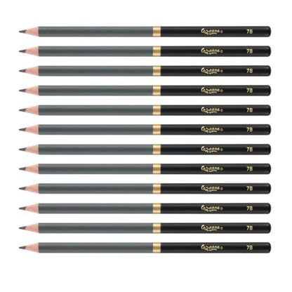 Cezanne Graphite Drawing Pencils Set - 7B, Set of 12 Break-Resistant Graphite Lead, Easy-to-Sharpen Sketch Pencils, Master Artist Quality Graphite Pencils for Technical and Artistic Drawing - color: 7B, size: Set of 12