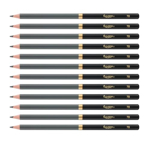Cezanne Graphite Drawing Pencils Set - 7B, Set of 12 Break-Resistant Graphite Lead, Easy-to-Sharpen Sketch Pencils, Master Artist Quality Graphite Pencils for Technical and Artistic Drawing - color: 7B, size: Set of 12