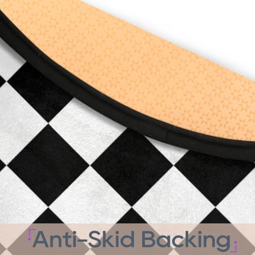 Black White Checkered Round Area Rug 3Ft Grid Circle Carpet Floor Mat - color: Grid, size: 3 ft