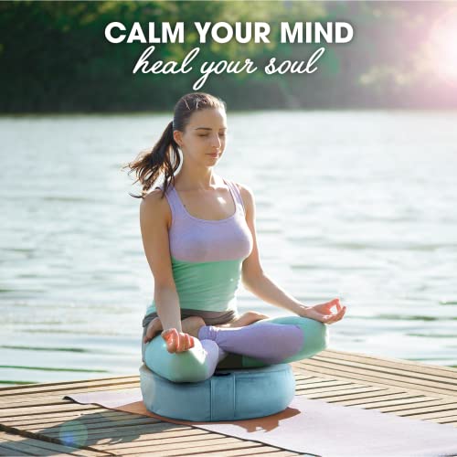 Yes4All Meditation Cushion, Floor Pillow Foam Zafu Buckwheat, Mandala Pattern Yoga Meditation Bolster Pillows, Floor Cushions - color: A. Sky Blue