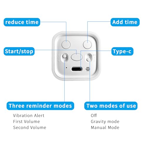 Qumox Digital Cube Timer, Rechargeable Flip Timer with Gravity Sensor & Manual Mode, 5/10/30/60 Minute Countdown, USB-C, LED Display, Vibration & Sound Alerts for Study, Work, Cooking, Fitness