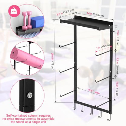 Yoga Mat Holder Wall Mount, 4-Tier Yoga Mat Holder with Shelf