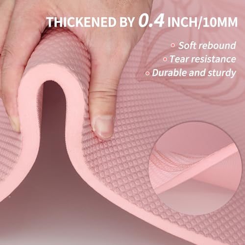 PAIDU Large Yoga Mat 72"x36"x10mm Non-Slip Exercise Mat for Home Gym Studio - color: Pink