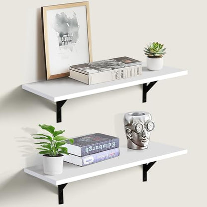 Tectocker-DOU 24" Long Floating Book Shelves for Wall, Heavy Duty, White - color: White, size: 24W×8D