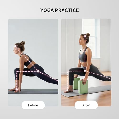 PROIRON Yoga Blocks, 2 Pack Supportive High Density Premium Eva Foam, Soft Non-Slip Surface with Curved Edges Stretch Blocks For Yoga, Pilates, Stretching - color: Sage Green
