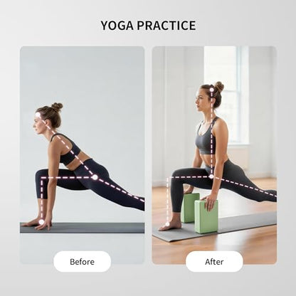 PROIRON Yoga Blocks, 2 Pack Supportive High Density Premium Eva Foam, Soft Non-Slip Surface with Curved Edges Stretch Blocks For Yoga, Pilates, Stretching - color: Sage Green