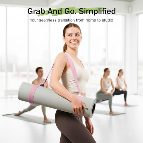 Slim Panda Yoga Mat Straps for Carrying, Adjustable Yoga Mat Carrier Sling Fits All Mats(Mat Not Included) - color: Light Pink, size: 72 inches