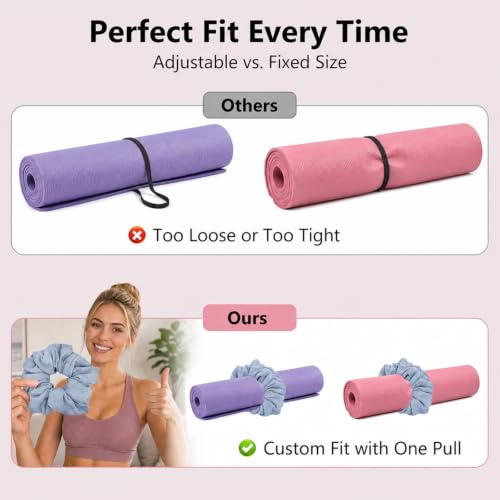 Yoga Mat Scrunchie Yoga Mat Strap Carrier Pilates Mat Holder | Holds Your Yoga Mat in Style, Adjustable & Stretchy Yoga Mat Band, Fits Most Standard Yoga Mats (mat not included),Yoga Gifts - color: Light Blue