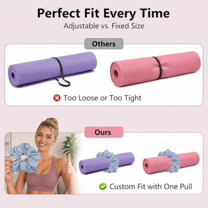 Yoga Mat Scrunchie Yoga Mat Strap Carrier Pilates Mat Holder | Holds Your Yoga Mat in Style, Adjustable & Stretchy Yoga Mat Band, Fits Most Standard Yoga Mats (mat not included),Yoga Gifts - color: Light Blue