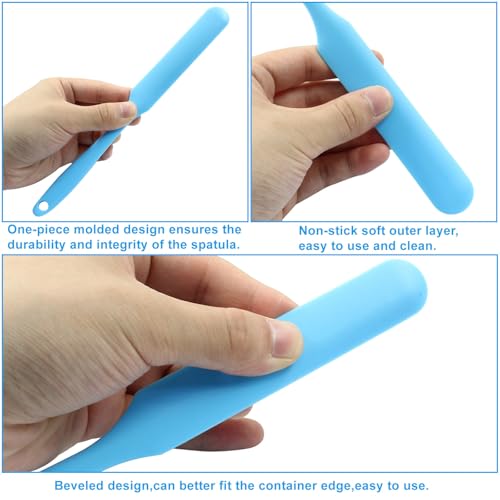 5Pcs Silica Gel Jar Scraper Spatulas, Green/Orange/Red/Blue/Black | 9.45 Inch, Cake Cream Butter Spatulas, Non-Stick Silicon Rubber, Long Handle - color: Green/Orange/Red/Blue/Black
