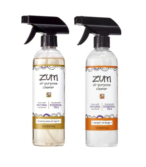 Zum by Indigo Wild All-Purpose Cleaner Combo (Pack of 2) - Natural Multipurpose Cleaners with Essential Oils, Baking Soda & More - Frankincense & Myrrh & Sweet Orange, 16 fl oz Each