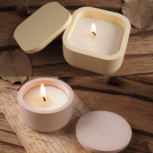 2Pcs Round Square Jar Silicone Mold for Cement Plaster Resin DIY Craft ﻿ | Smooth silicone for easy demolding, id design for storage box. Heat-resistant reusable, fits concrete, resin & plaster