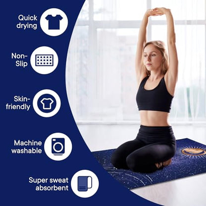 Yoga Towels, Non Slip Hot Yoga Mat Towel with Grip Dots,Super-Absorbent Soft Microfiber Yoga Blanket for Pilates, Fitness and Workout 72inch x 24inch - color: Moon