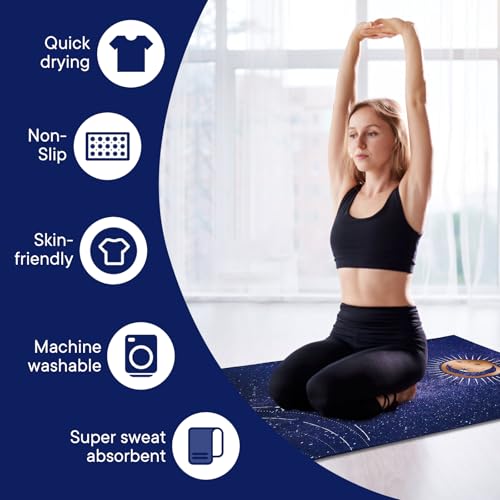 Yoga Towels, Non Slip Hot Yoga Mat Towel with Grip Dots,Super-Absorbent Soft Microfiber Yoga Blanket for Pilates, Fitness and Workout 72inch x 24inch - color: Moon