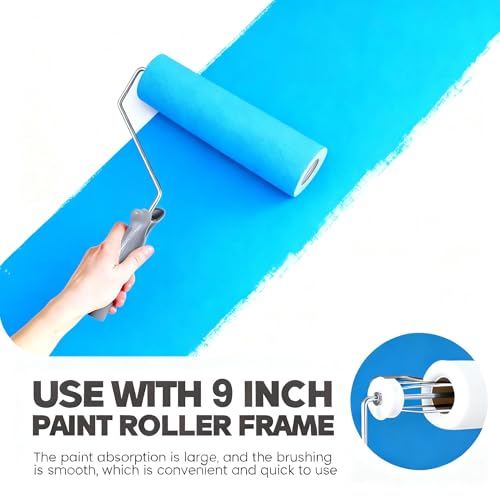 Nuenen 10 Pcs 9 Inch Foam Paint Roller, High Density Foam Paint Roller Covers Wall Paint Roller for Painting Doors Houses Cabinets Ceilings Furniture Smooth Even Finishes Flat Surfaces, White