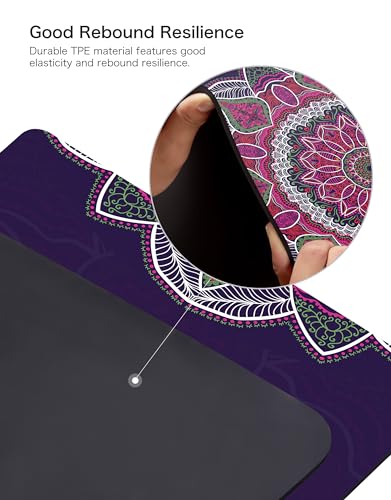 nuveti Suede TPE Yoga Mat High Density Non Slip Yoga Mats with Carrying Bag,72"x32" Extra Thick 8MM Exercise & Workout Mat for Yoga, Pilates and Fitness - color: Flowers C