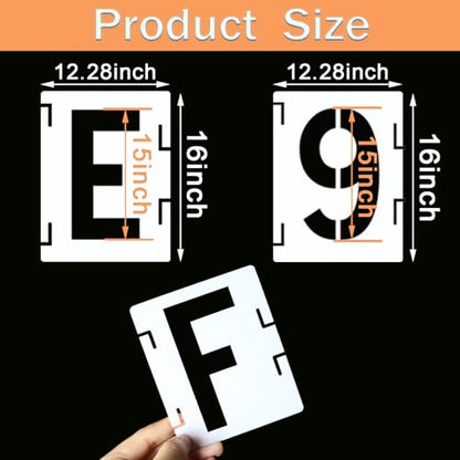 YEAJON 15 Inch Letter Stencils Symbol Numbers Craft Stencils, 42 Pcs Reusable Alphabet Templates Interlocking Stencil Kit for Painting on Wood, Wall, Rock, Sign, DIY Art Projects (15 inch) - size: 15 inch