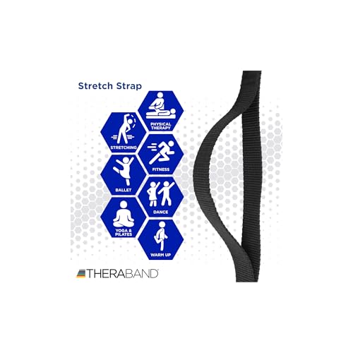 THERABAND Stretch Strap with Loops to Increase Flexibility, Dynamic Stretching Tool for Athletes Including Dancers, Cheerleaders, Gymnasts, Runners, Pilates and Yoga Elastic Stretch Out Band