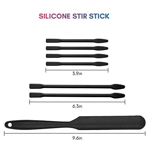 Gartful Black Silicone Stir Sticks Kit for Epoxy, 1pcs Silicone Spatula for Resin, 2pcs Large Silicone Stir Sticks, 4pcs Small Silicone Sticks, DIY Craft Tool for Mixing Resin, Paint, Liquid, Set of 7 - color: Black, size: Large&Medium-7PCS