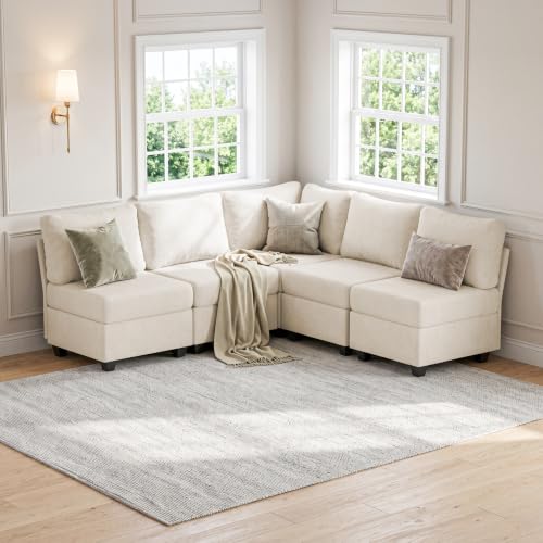 Breakfast Nook Bench with Storage, 5 Seats Modular Corner Banquette Seating - size: 5 Seats