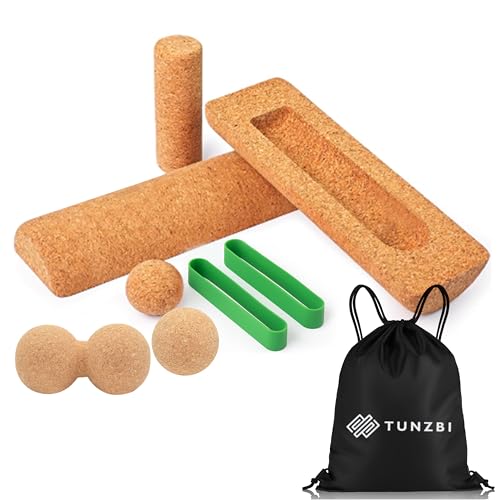2 in 1 Premium Cork Balance Board with Peanut Massage Ball, Foot Strengthener Kit for Stability Training, Natural Cork Foot Balance Trainer, Non Slip Surface for Home Gym Travel Workout, Exercise Equipment