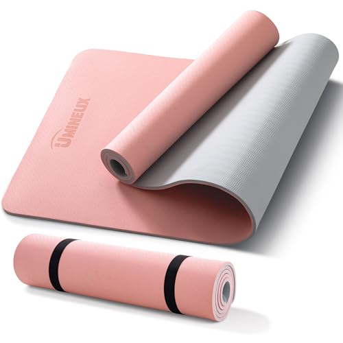 Umineux Non Slip Yoga Mat 72"x24" Exercise & Fitness Mat For Women and Men - color: Parfait Pink & Gray, size: 10MM