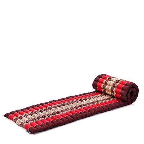 Leewadee - Foldable Floor Mattress - Japanese Roll Up Futon -Trifold Tatami Mat- Guest Floor Bed - Camping Mattress - Thai Massage Mat, Kapok Filled, 75 x 20 inches, Red - color: Sf24 - Red, Brown, size: S: 75x20"